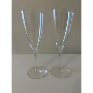 Baccarat Champagne Wine Glasses Set of 2 Stemmed Flawless Signed